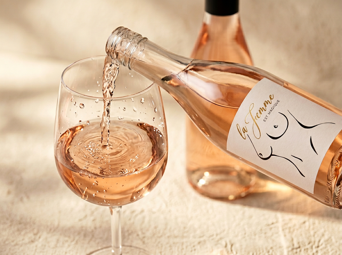 Editorial pour of pale Provence style rosé, hostess gift moment